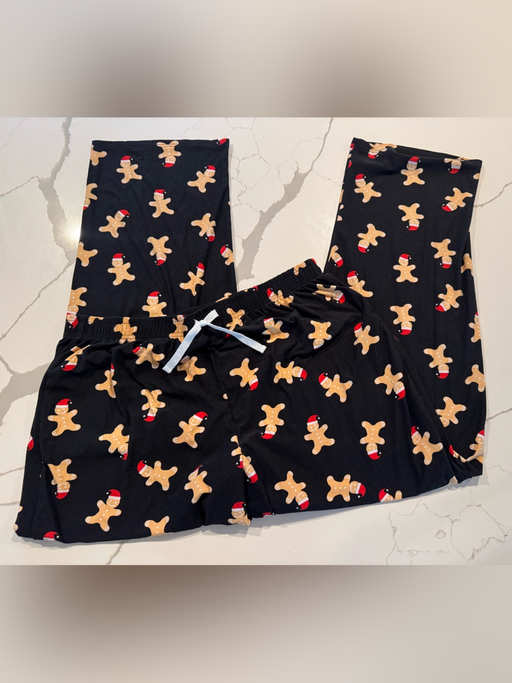 Unisex Black Gingerbread Print Pajama Pants 2XL